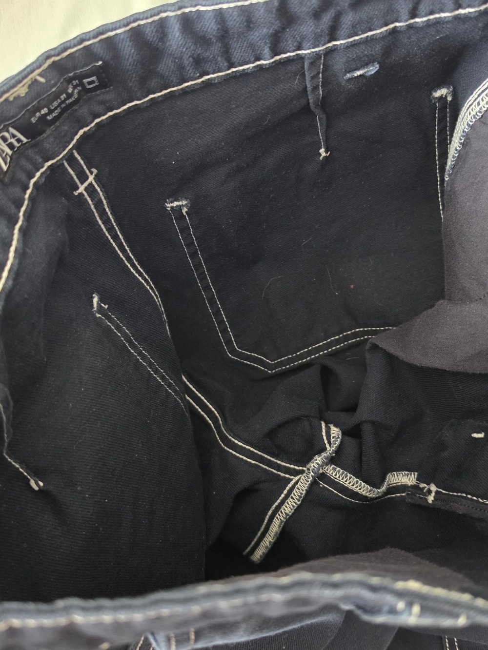 Zara High Rise Carpenter Pants Dark Blue Size 31 - Picture 7 of 11